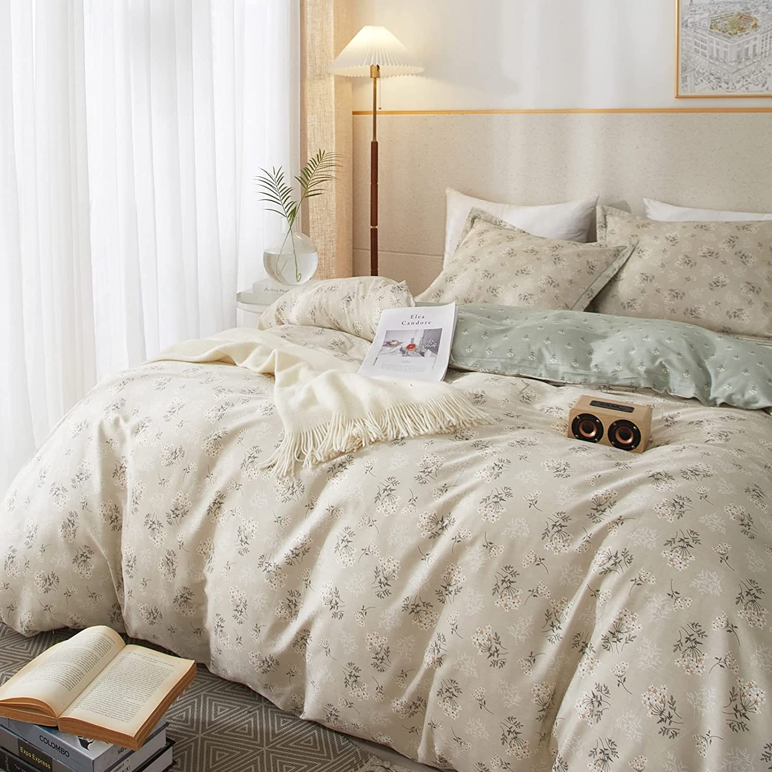 Boho Floral Duvet Cover King Soft Cotton Aesthetic Bedding Sets Chic Garden Floral Comforter Cover 1 Duvet Cover With 2 Pillowca