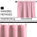 Koufall Rod Pocket Blackout Tier Short Curtains-Pink-24X30