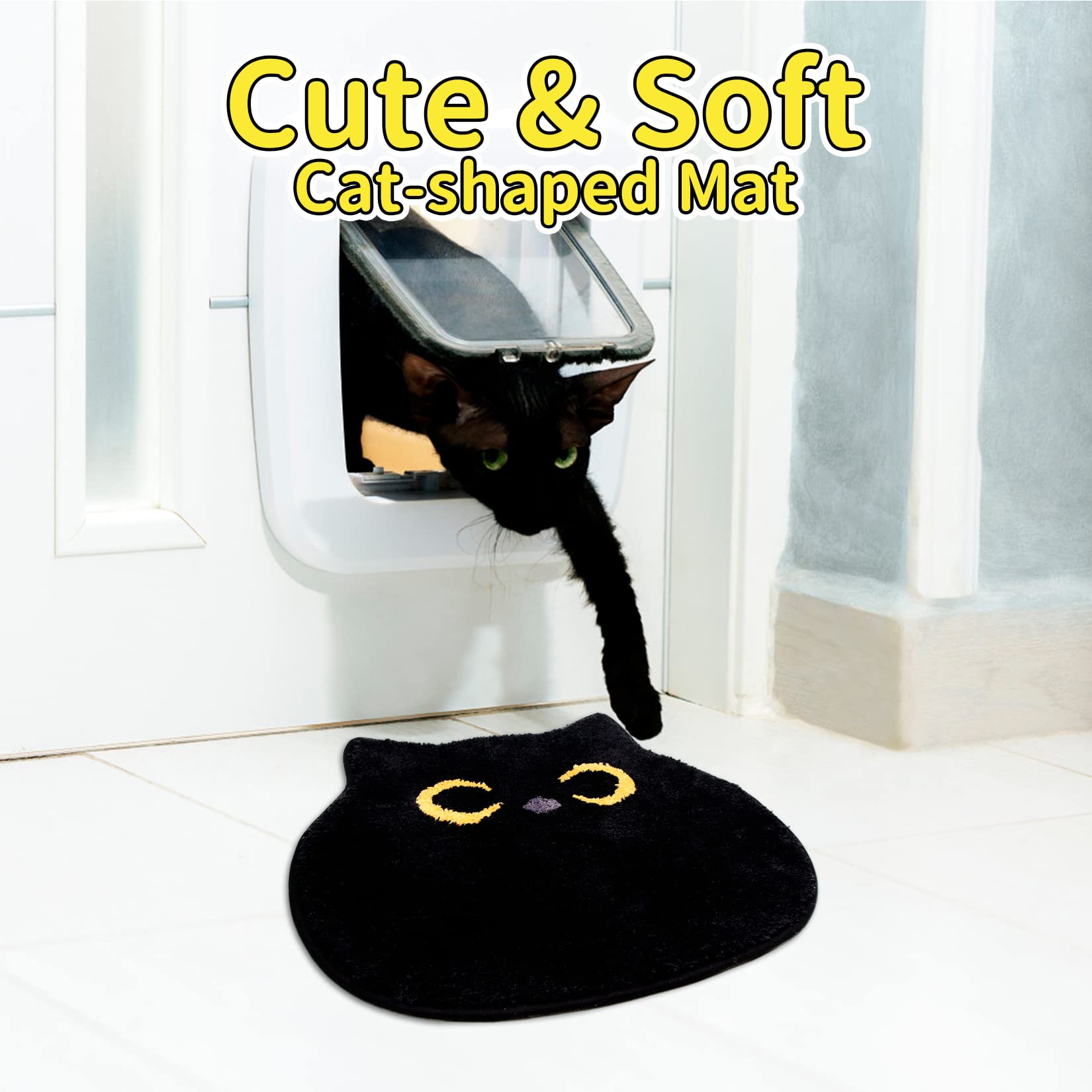 Nigoways Bathroom Rug - Bathroom Mat,Black Cat Bathroom Rug,Cat Bath Mat,Soft Indoor Doormat,Non Slip Bath Mats For Bathroom Kit