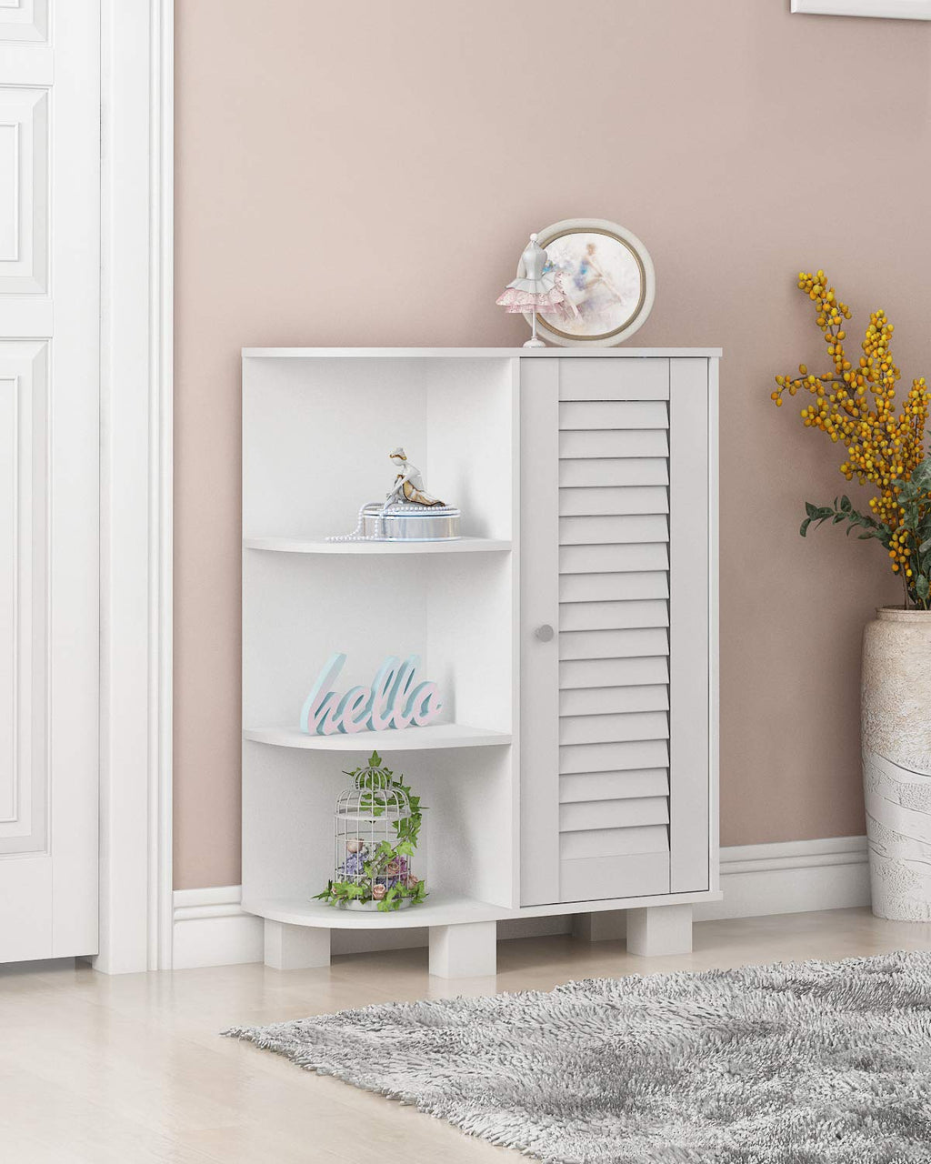 Furinno Dario End Table / Side Table / Night Stand / Bedside Table with Bin Drawer, 2-Pack, Pink/Light Pink