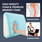 HOMBYS Lumbar Support Pillow for Recliner Chair, Memory Foam Back Support Cushion, Grey, 20"x13.5"x5"