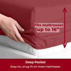 Mellanni Split King Sheet Set - 7-Piece Iconic Collection Bedding, (Including 4 Pillowcases), 16-Inch Deep Pocket, Easy Care, Extra Soft, Cooling Sheets, Brushed Microfiber - Brick Red