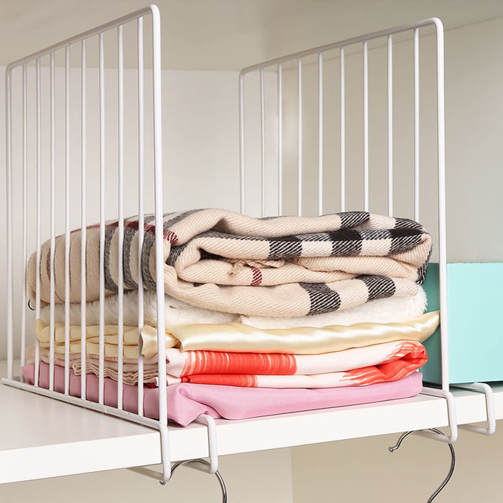 Shelf Dividers, 8 Pack Closet Shelf Organizer for Clothes, Metal Closet Shelf Dividers for Wood Shelves, Steel Closet Separator 