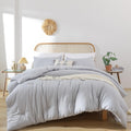 Rosgonia King Size Comforter Set Light Grey,3Pcs Gray King Comforter(1 Boho Comforter & 2 Pillowcases),All Season Bedding Comfor