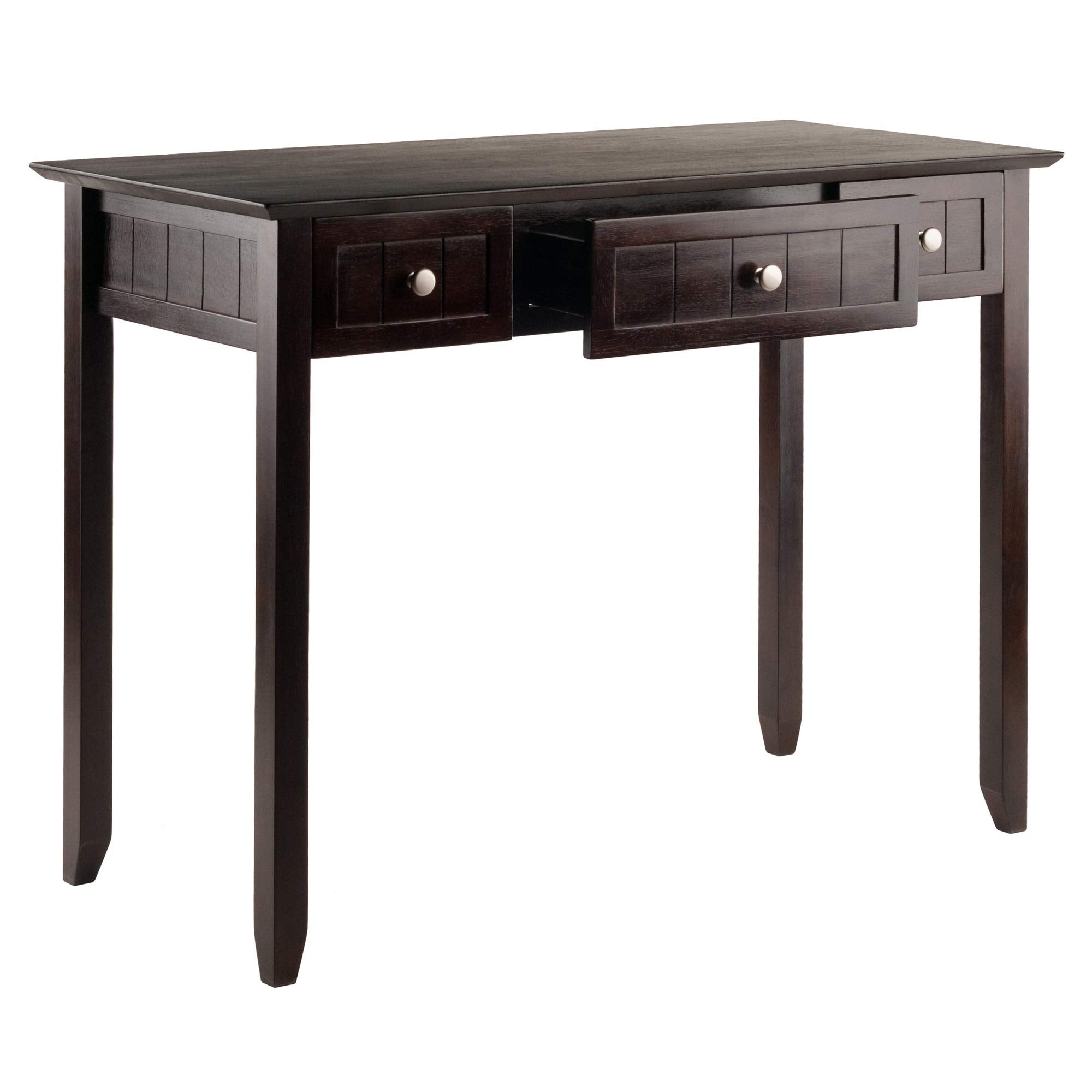 Ergode Wood Burke Home Office Writing Desk - Cottage Style, Spacious Desktop, 3 Drawers, Dark Coffee Finish, Assembly Required