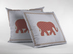 HomeRoots Orange On Cream 18â€ Orange White Elephant Boho Suede Throw Pillow