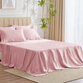 Cozylux Satin Sheets Full Size - 6 Piece Pink Bed Sheet Set With Silky Microfiber, 1 Deep Pocket Fitted Sheet, 1 Flat Sheet, And