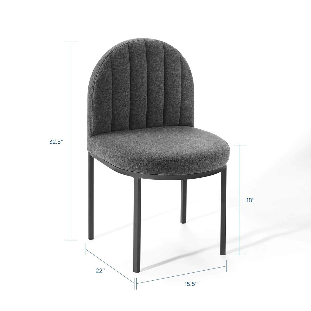 Modway Isla Channel Tufted Upholstered Fabric Dining Side Chair, Black Charcoal