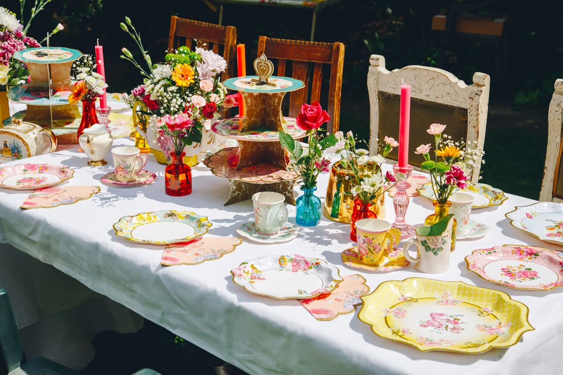 Talking Tables Tea Party Happy Birthday Floral Napkins | Truly Scrumptious | Also Great For Birthday Party, Baby Shower, Wedding