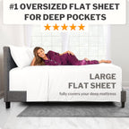 Deep Pocket Queen Sheet Sets - 21    Inch 4 Piece Queen Sheets Deep Pocket Sheets - Oversize Flat Sheet, Fitted Sheet & 2 Zipper