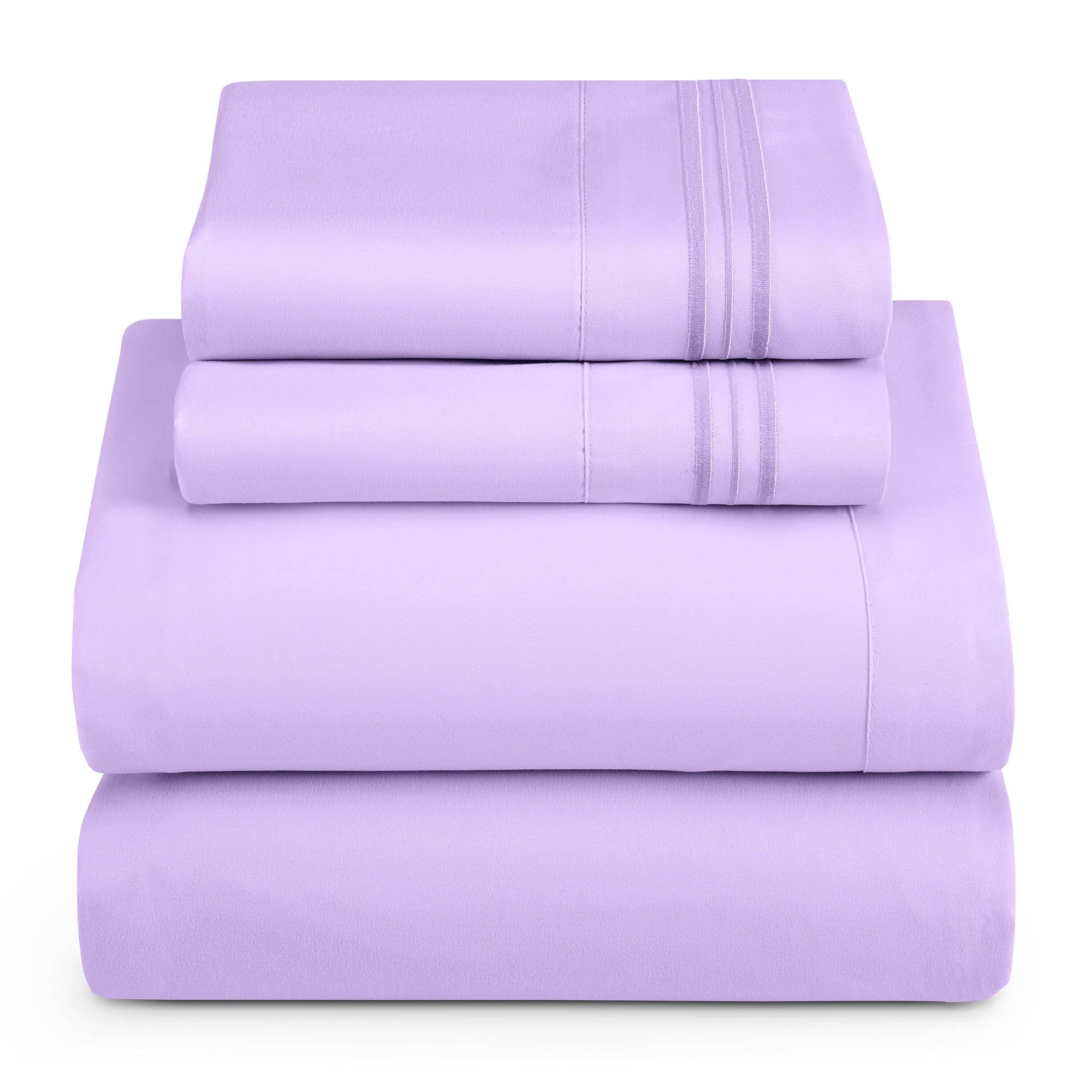 Hearth & Harbor Queen Size Sheets - 4 Piece Bed Sheet Set, Hotel Luxury Double Brushed Bed Sheets - Extra Soft Bedding Sheets & Pillowcases, Queen, Lavender