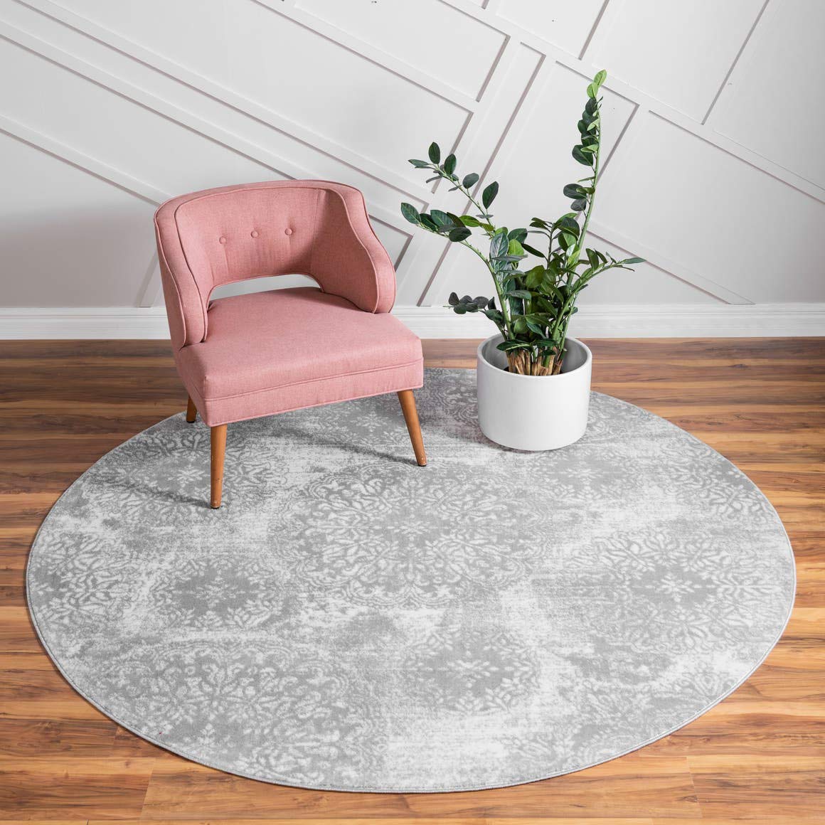 Unique Loom Sofia Collection Area Rug - Grand (5 1 Round, Light Gray/ Ivory)