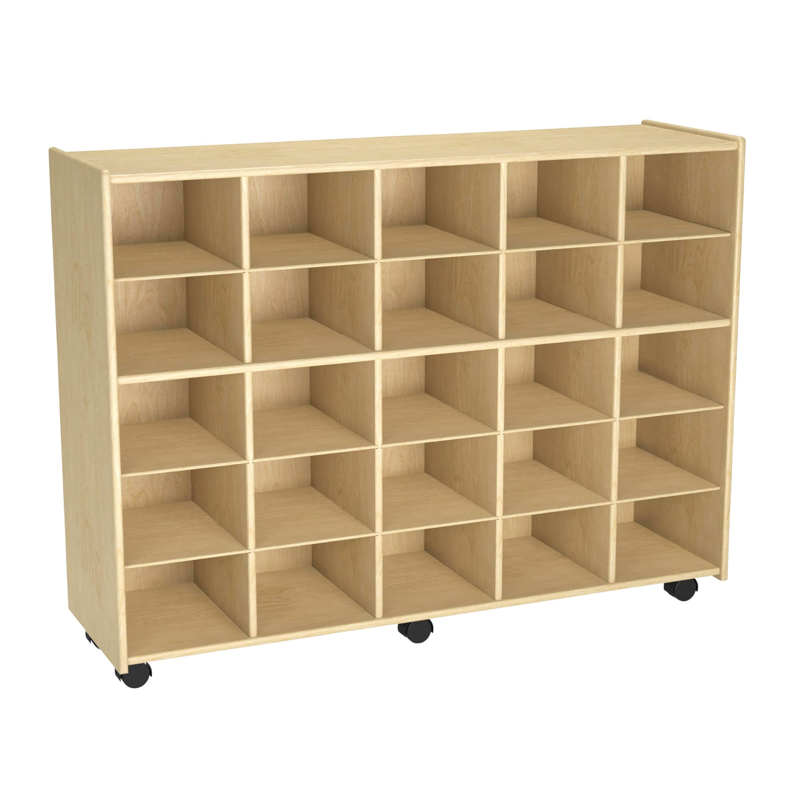 Childcraft Mobile Cubby Unit With Locking Casters, 47-3/4 X 14-1/4 X 36 Inches