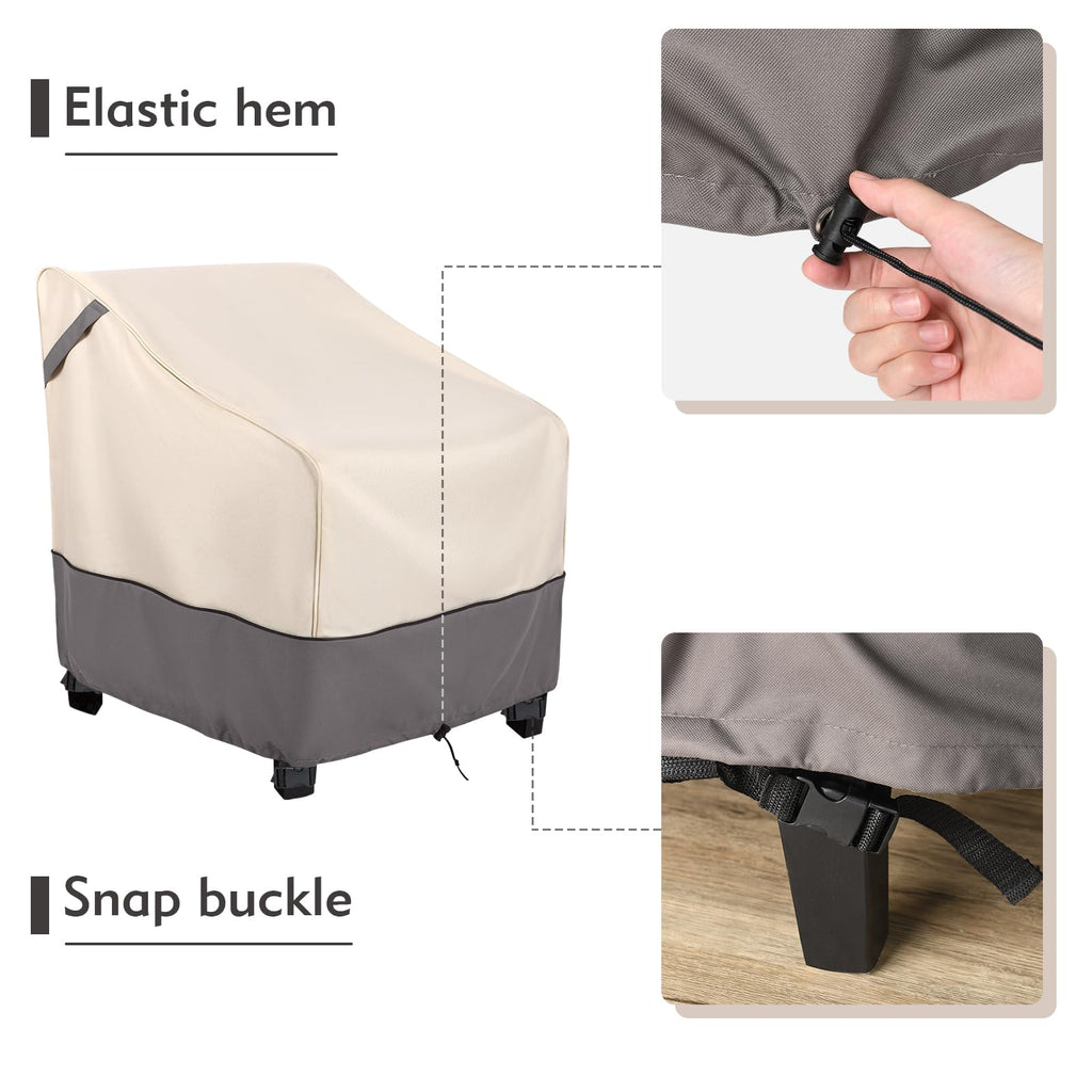 Bestalent Patio Furniture Covers Waterproof, Outdoor Chair Covers 2 Pack Clearance, Lawn Deep Seat Cover, Fits Up To 36W × 37D × 36H Inches (Beige/Grey)