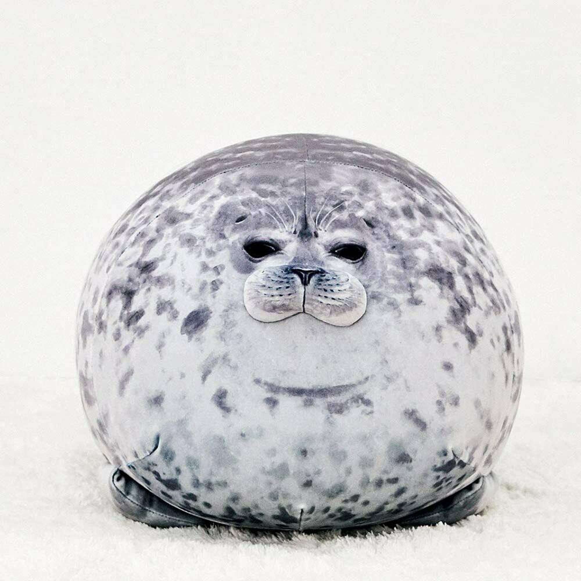 Pineapple Chubby Blob Seal Plush Pillow, Cute Stuffed Animal Seal Plushie Toy, Cotton Plushy Ocean Gray Large (23.6 Inch)