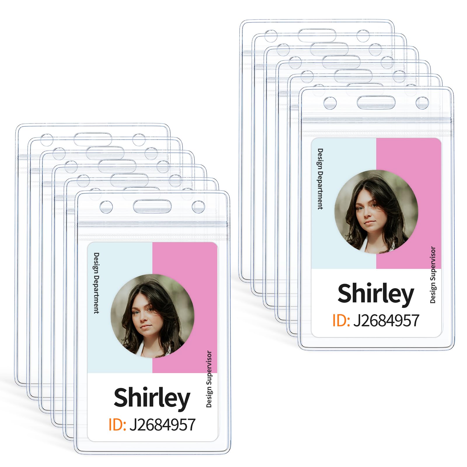 Uniclife 12 Pack Vertical Id Card Badge Holder Waterproof Clear Card Sleeve Case Cover Heavy Duty Card Protector Pouch With Rese