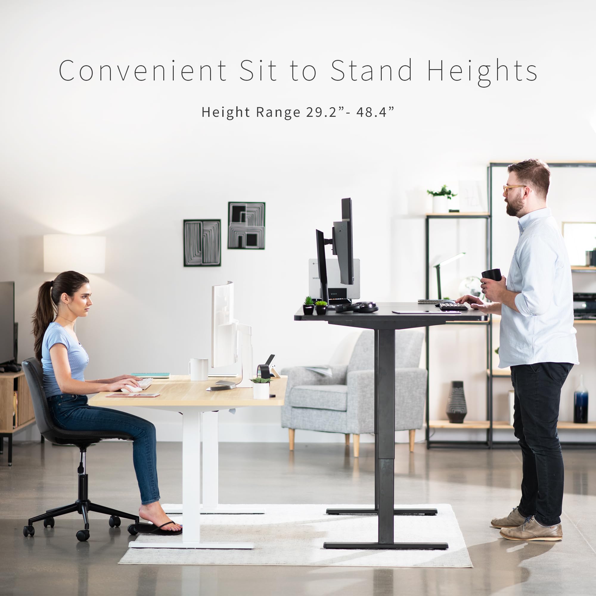 Vivo Electric 71 X 36 Inch Standing Desk Workstation, Memory Controller Height Adjustment, 1B Series, Dark Gray Top White Frame, Desk-Kit-1W7G-36