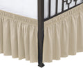 Biscaynebay Wrap Around Bed Skirts With Split Corners For King Beds 15' Drop, Light Camel Elastic Dust Ruffles Easy Fit Wrinkle & Fade Resistant Silky Luxurious Fabric Solid Machine Washable