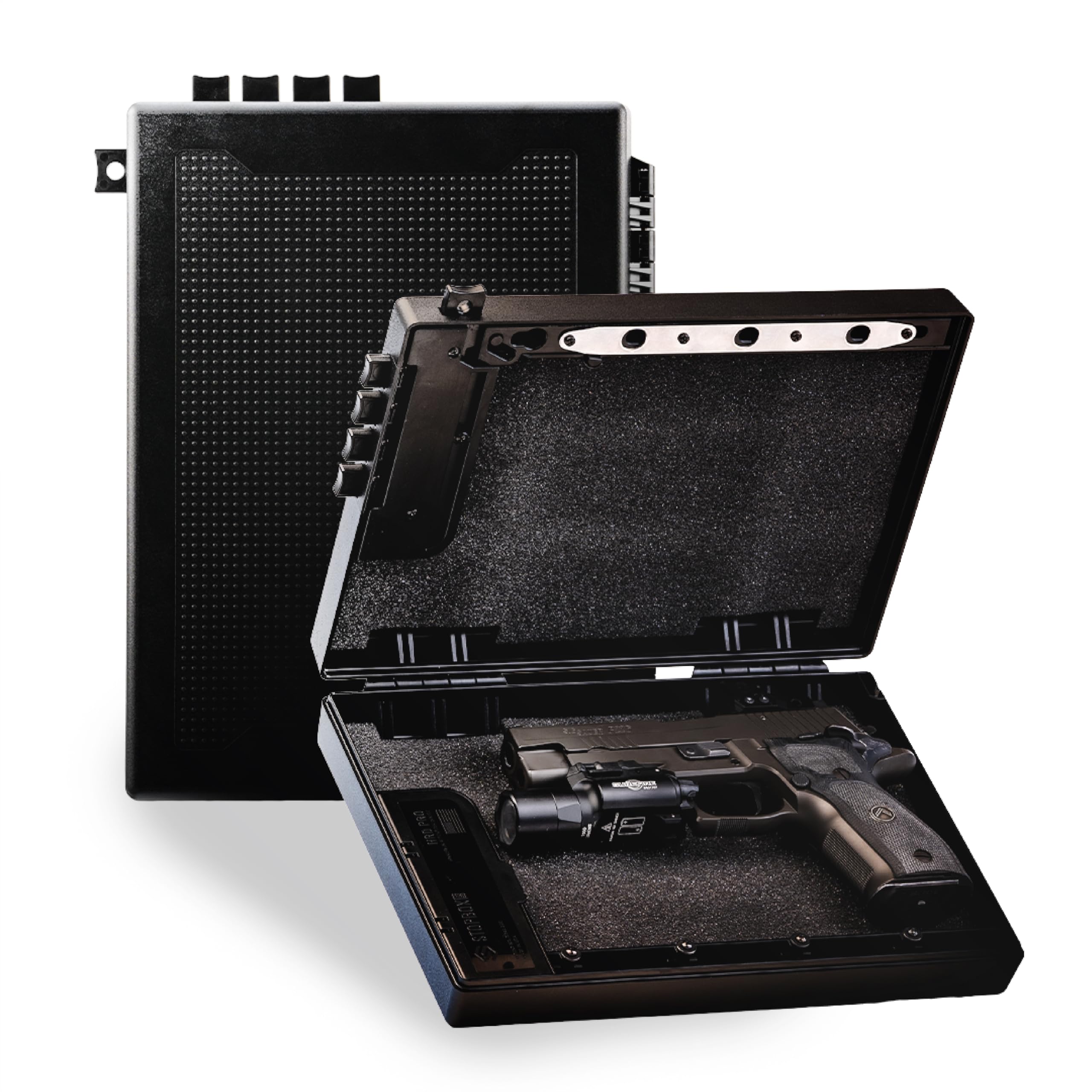 StopBox USA Tactical Handgun Storage Case, Instant Access Portable Gun Lock Box, Mechanical Combination, Black, Full-Size