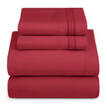 Hearth & Harbor Split King Size Sheets - 5 Piece Bed Sheet Set, Hotel Luxury Double Brushed Bed Sheets - Extra Soft Bedding Sheets & Pillowcases, Split King, Burgundy
