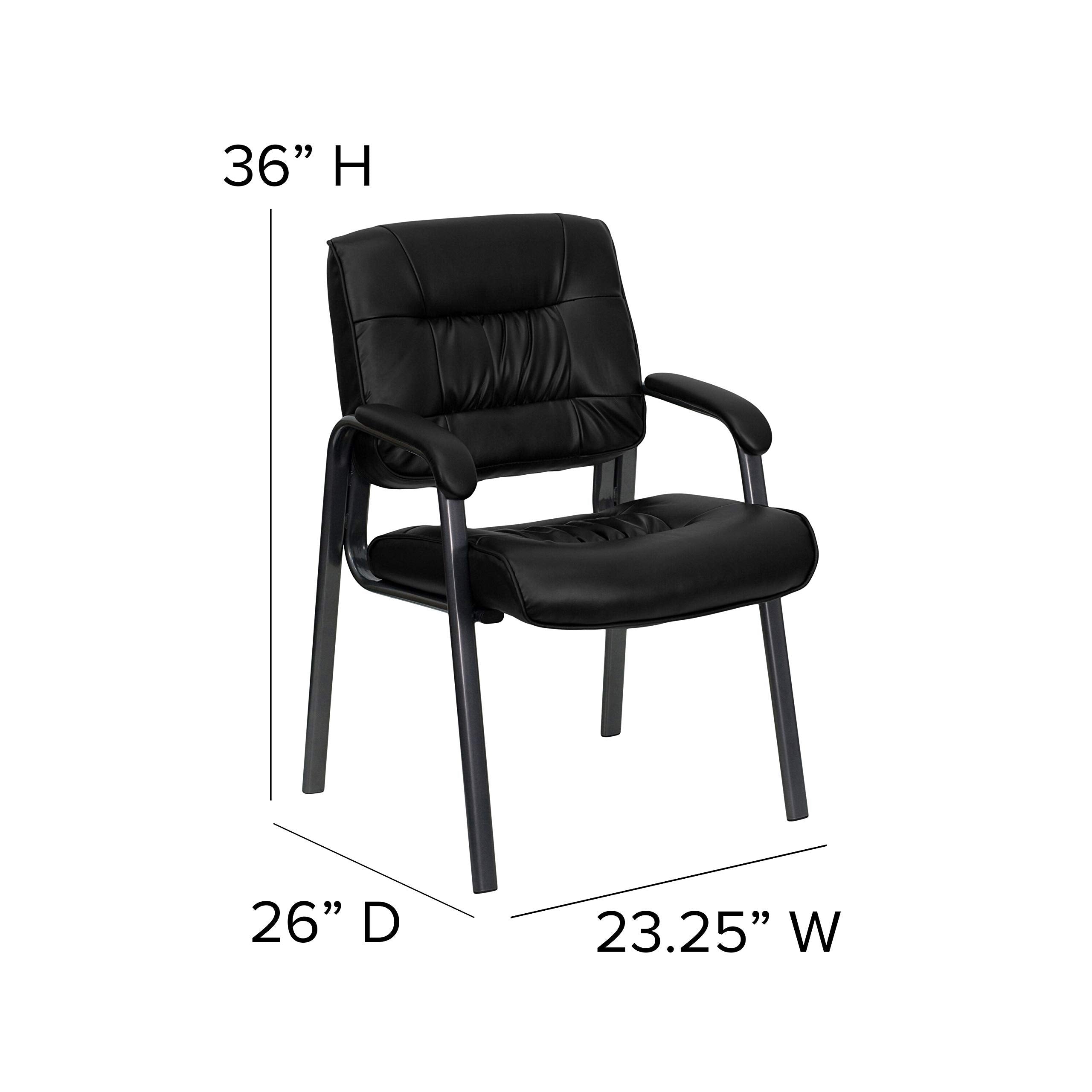 Flash Furniture Haeger LeatherSoft Tufted Executive Reception Chair with Padded Armrests, Upholstered Side Chair for Living Room or Office, Black