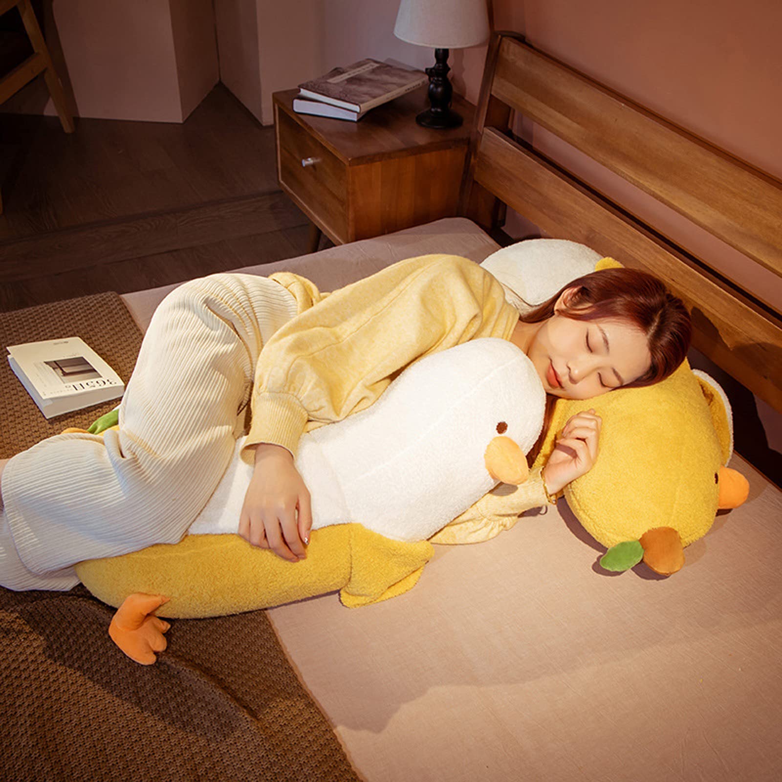 Hitoshe Banana Duck Plush Toy, Banana Duck Stuffed Animals Doll Cute Plushie Hugging Plush Pillow Gift For Girls And Boys (White