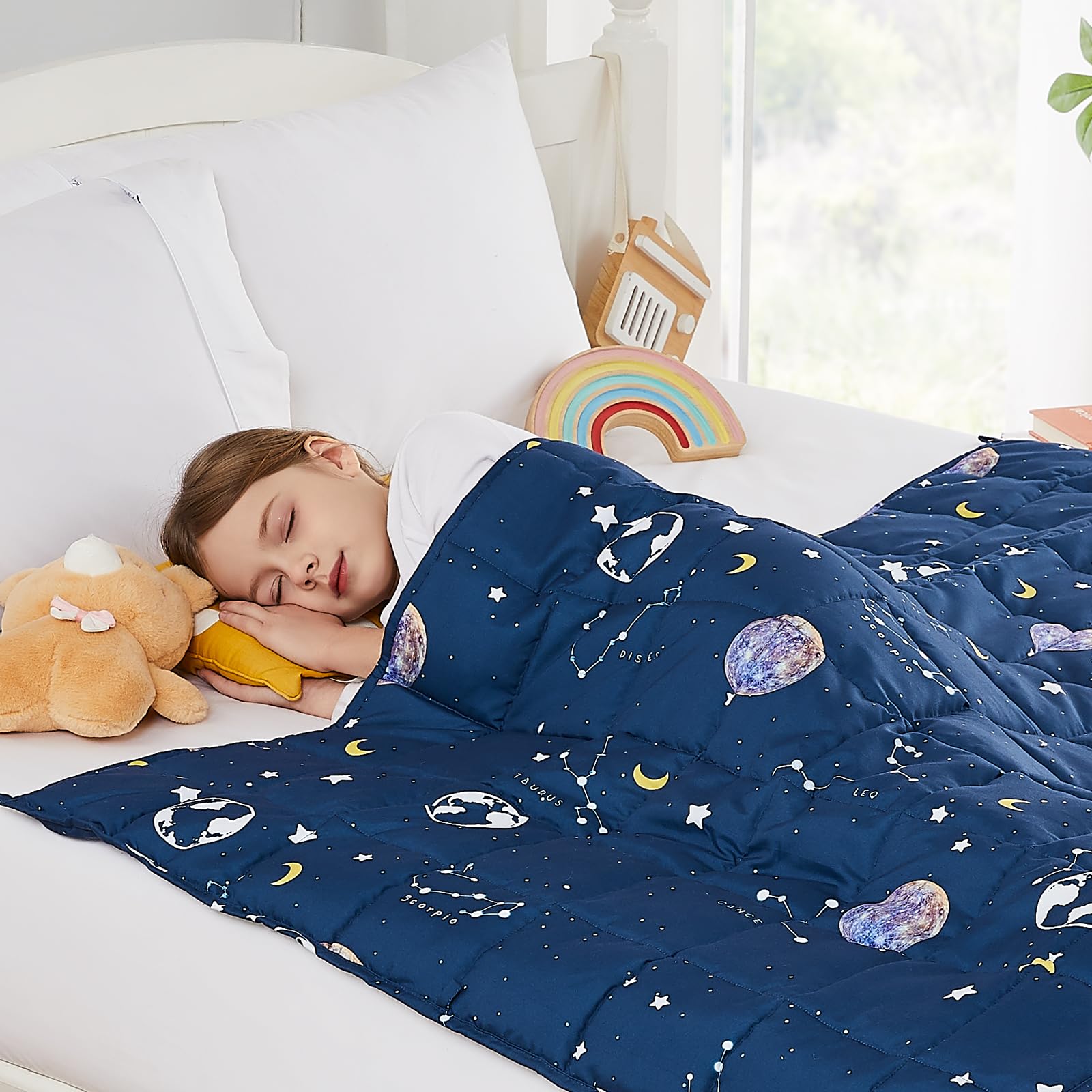 HOSUKKO Weighted Blanket - 2 lbs Navy Starry Sky Heavy Blanket - Breathable Blanket(36 * 48 inches, 2 lbs)