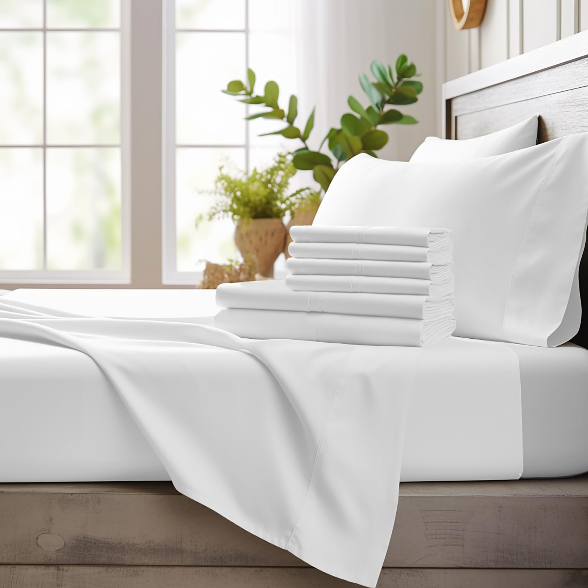 Bamboo Bay 6 Piece Queen Sheet Set - 100% Viscose Made From Bamboo Sheets Queen Size Bed Set - Ultra Soft Cooling Sheets For Hot