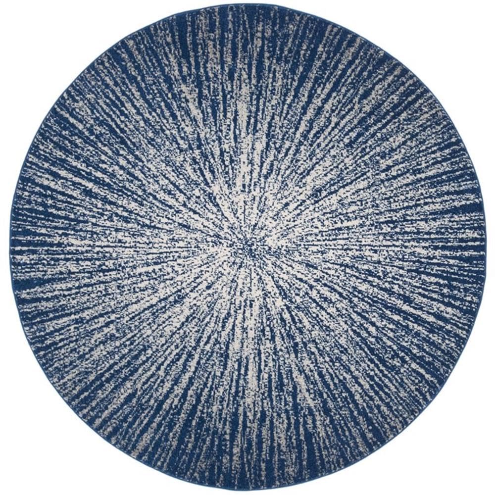 SAFAVIEH Evoke Collection 9 Round Navy/Ivory EVK228N Abstract Burst Non-Shedding Dining Room Entryway Foyer Living Room Bedroom