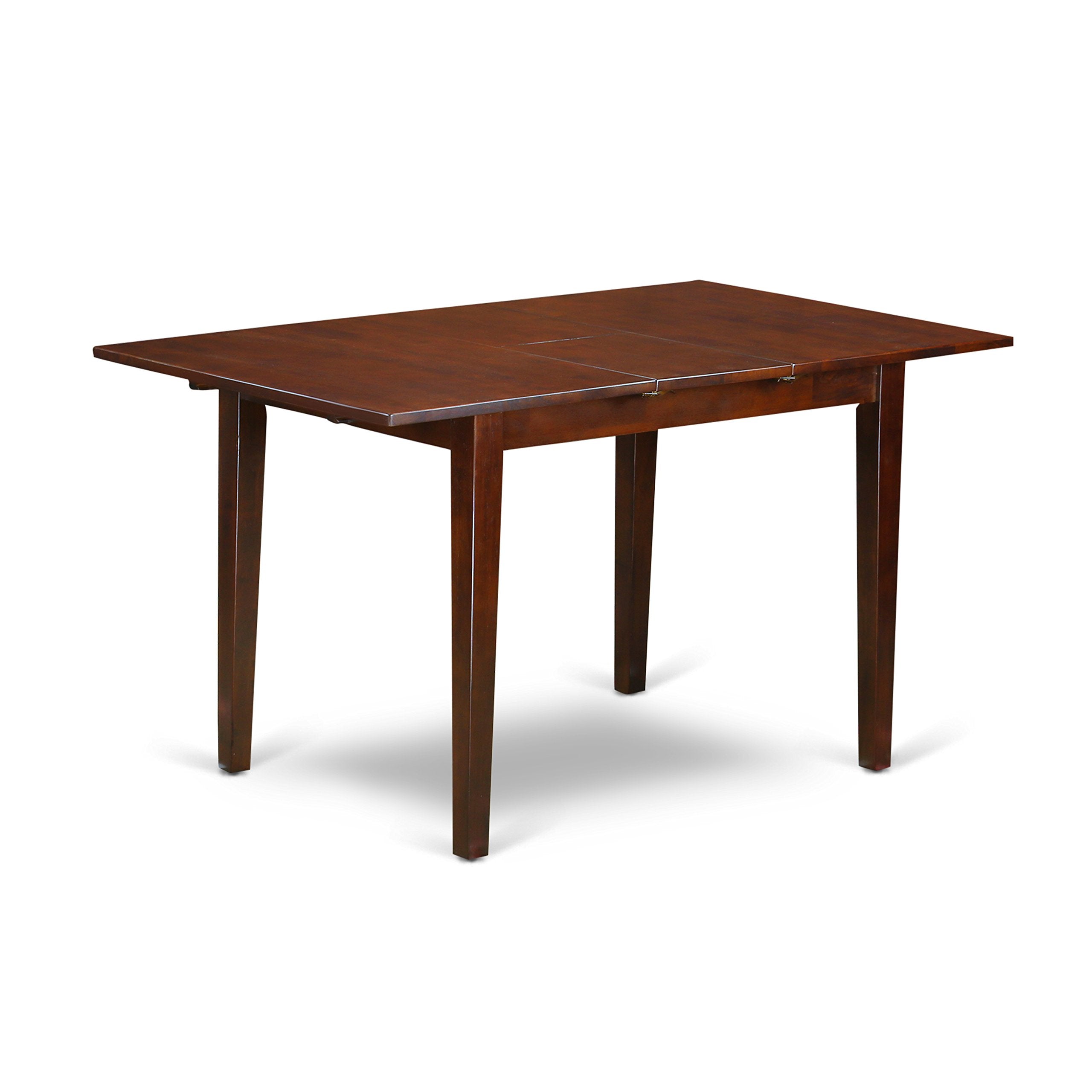 East West Furniture PSCA5C-MAH-LC 5 Piece Dining Table Set Includes a Rectangle Wooden Table with Butterfly Leaf and 2 Faux Leather Dining Chairs with 2 Benches, 32x60 Inch, Mahogany
