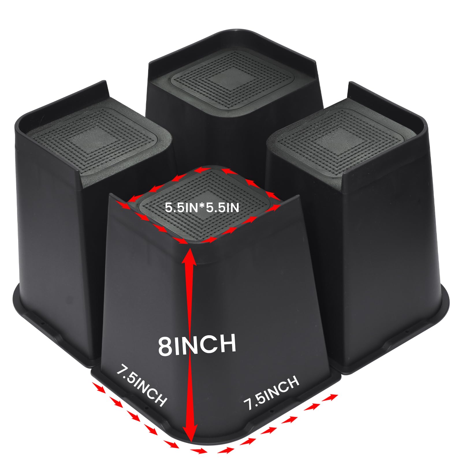 Mymulike Bed Risers 8 Inch, Oversized Furniture Risers, Support Up To 6000 Lbs, Lift 8 Inch For Couch, Sofa, Table,Chair (Black