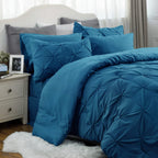 Bedsure King Size Comforter Set - Bedding Set King 7 Pieces, Pintuck Bed In A Bag Teal Blue Bed Set With Comforter, Sheets, Pill