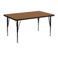Flash Furniture Wren 30''W x 48''L Rectangular Oak Thermal Laminate Activity Table - Height Adjustable Short Legs