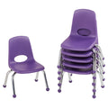 FDP 10 School Stack Chair, Stacking Student Seat with Chromed Steel Legs and Ball Glides; For In-Home Learning or Classroom - Pu