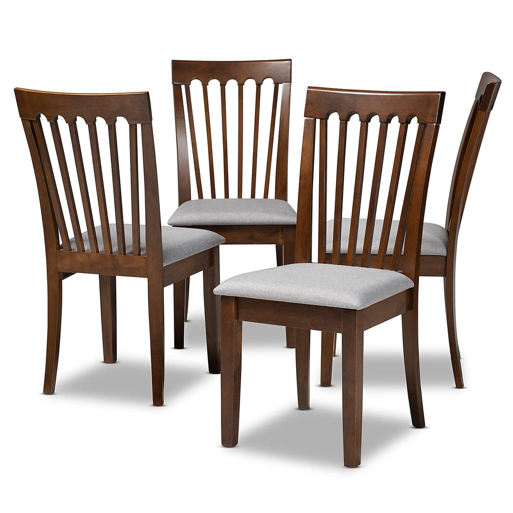 Baxton Studio Minette Modern Fabric Dining Chair, Grey and Walnut, 4/Pack (163-4P-9879-HIT)