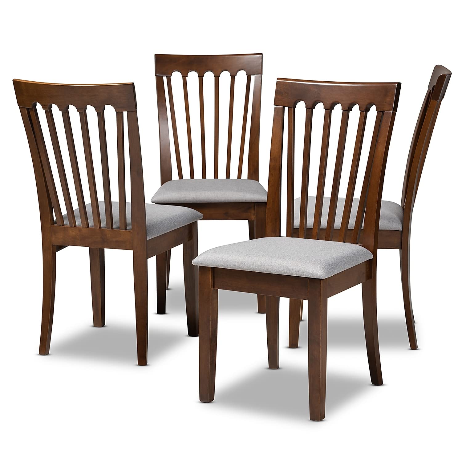 Baxton Studio Minette Modern Fabric Dining Chair, Grey and Walnut, 4/Pack (163-4P-9879-HIT)
