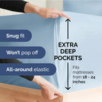 Extra Deep Pocket King Sheets - 4 Piece Breathable & Cooling Bed Sheets - Hotel Luxury Bed Sheet Set - Soft, Wrinkle Free & Comfy - Easily Fits Extra Deep Mattresses - Deep Pocket Sky Blue Sheets Set