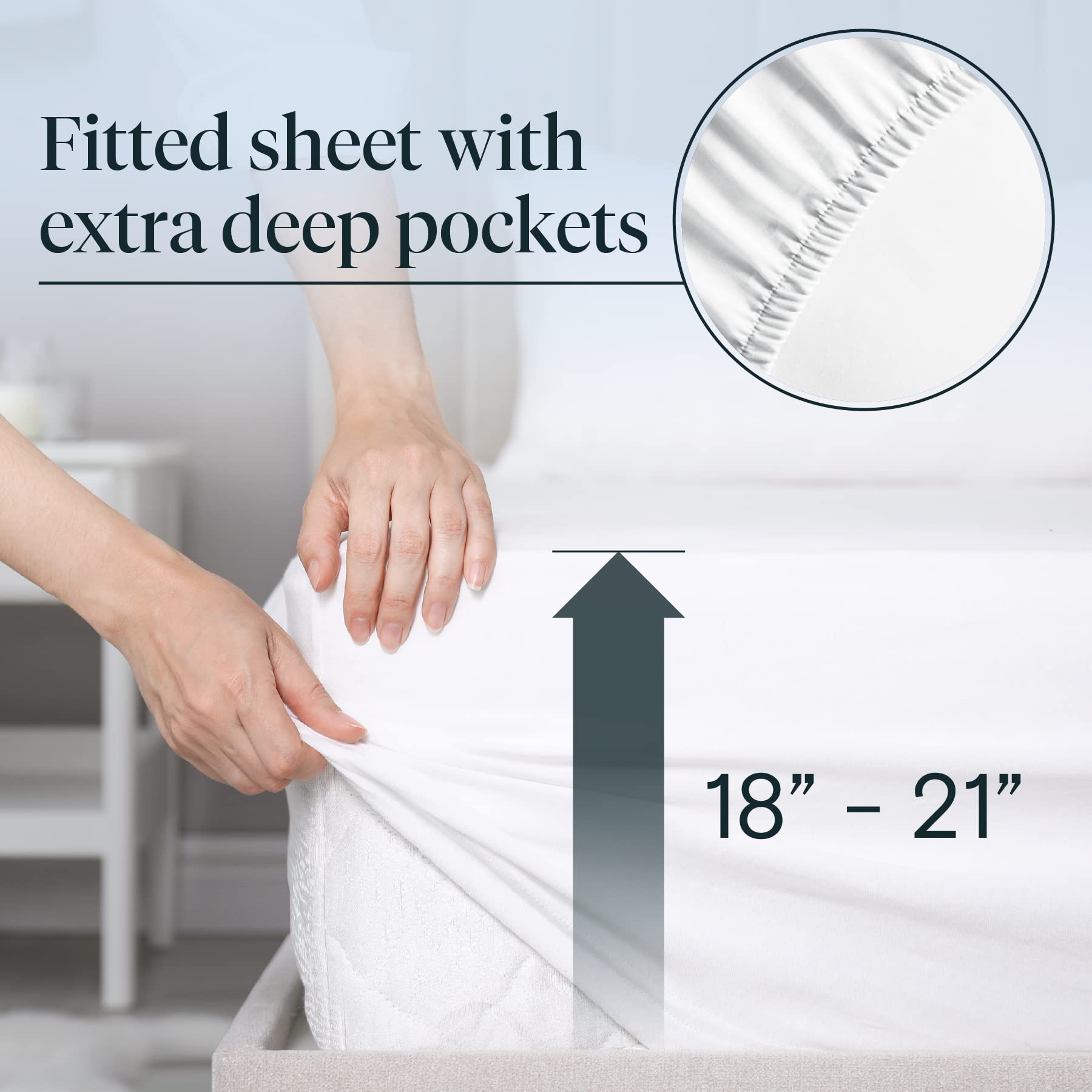 Luxclub 6 Pc Full Size Sheet Set Bed Sheets Deep Pockets 18' Wrinkle Free Cooling Bed Sheets Machine Washable Hotel Bedding Sil