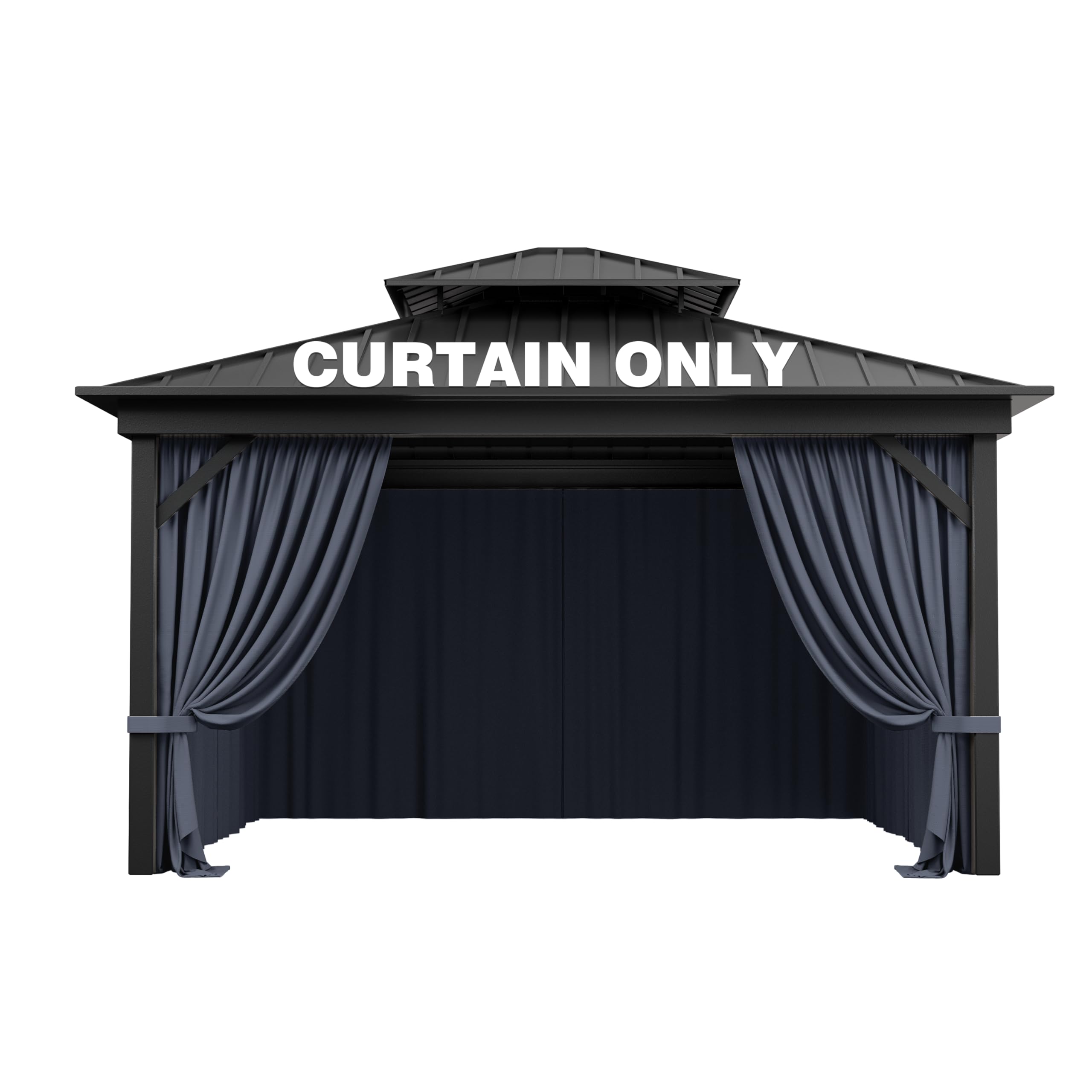 Pakunoda Gazebo Curtain Replacement Universal 4-Panel Sidewalls 12' X 12', Outdoor Privacy Curtains With Double Zipper, Replacem