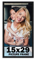 15x29 Frame Black Picture Frame - Complete Modern Photo Frame Includes UV Acrylic Shatter Guard Front, Acid Free Foam Backing Bo