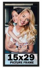 15x29 Frame Black Picture Frame - Complete Modern Photo Frame Includes UV Acrylic Shatter Guard Front, Acid Free Foam Backing Bo
