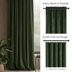 Lazzzy Green Velvet Curtain Thermal Insulated Curtains 120 Inch Long Drapes For Bedroom Living Room Darkening Window Treatments Rod Pocket, Set Of 2, Moss Green