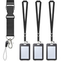 Uniclife 3 Pack Id Badge Holder With Double-Sided Windows Vertical Card Case With Detachable Lanyard Strap Plastic Card Protecto