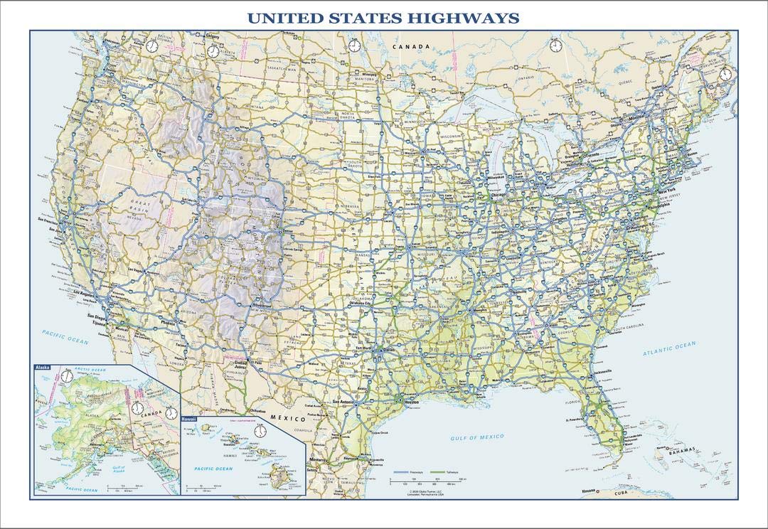 Usa Interstate Highways Wall Map - 22.75' X 15.5' Paper