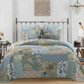 Yayiday Cotton Patchwork Quilt Set Bedspread King Size Bedding - Reversible Breathable Comforter Floral Quilted Coverlet With Pi