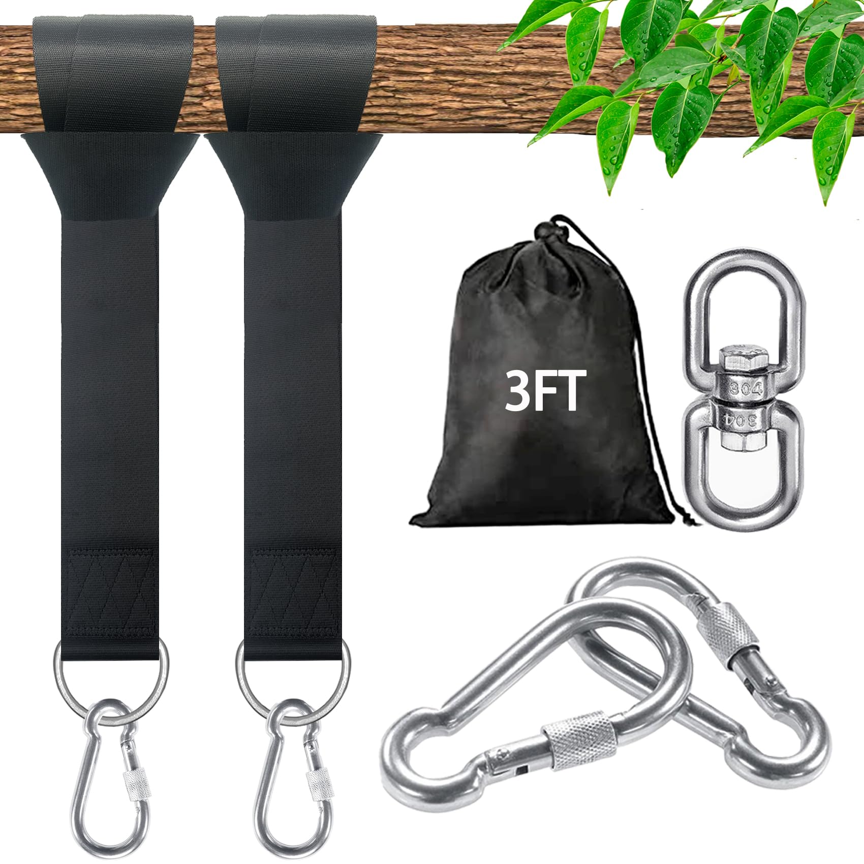 Veriluck Tree Swing Straps Hanging Kit - 3Ft/8Ft/15Ft/20Ft/30Ft, Strong & Durable - Holds Up To 5000Lbs - Adjustable Tree Swing
