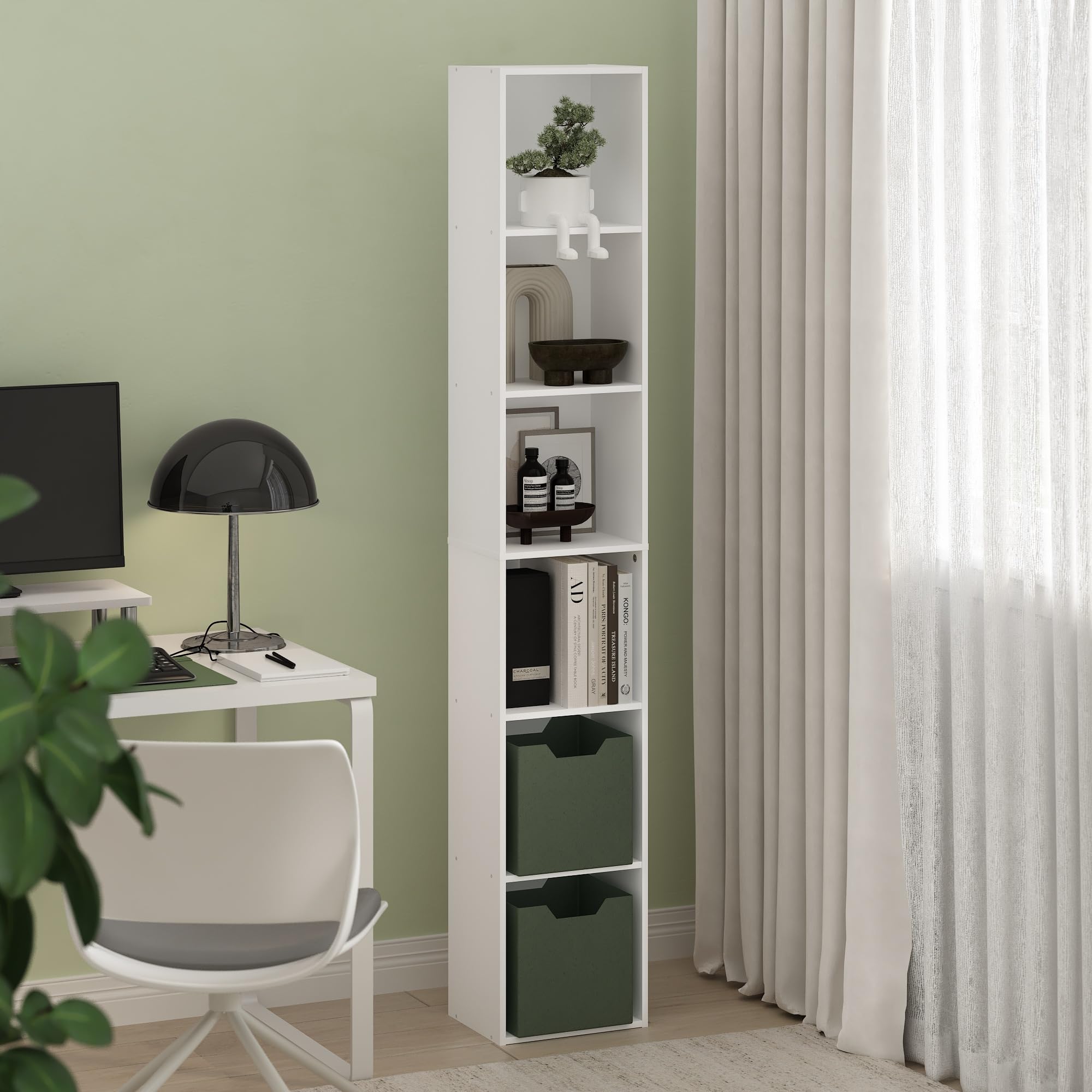 Furinno Luder 6-Tier Open Shelf Bookcase, White