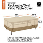 Classic Accessories Veranda Water-Resistant 72 Inch Rectangular/Oval Patio Table Cover, Outdoor Table Cover