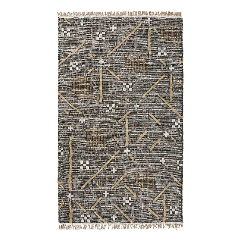 Kosas Home Belfast 96 x 120 Abstract Geometric Wool Area Rug in Black