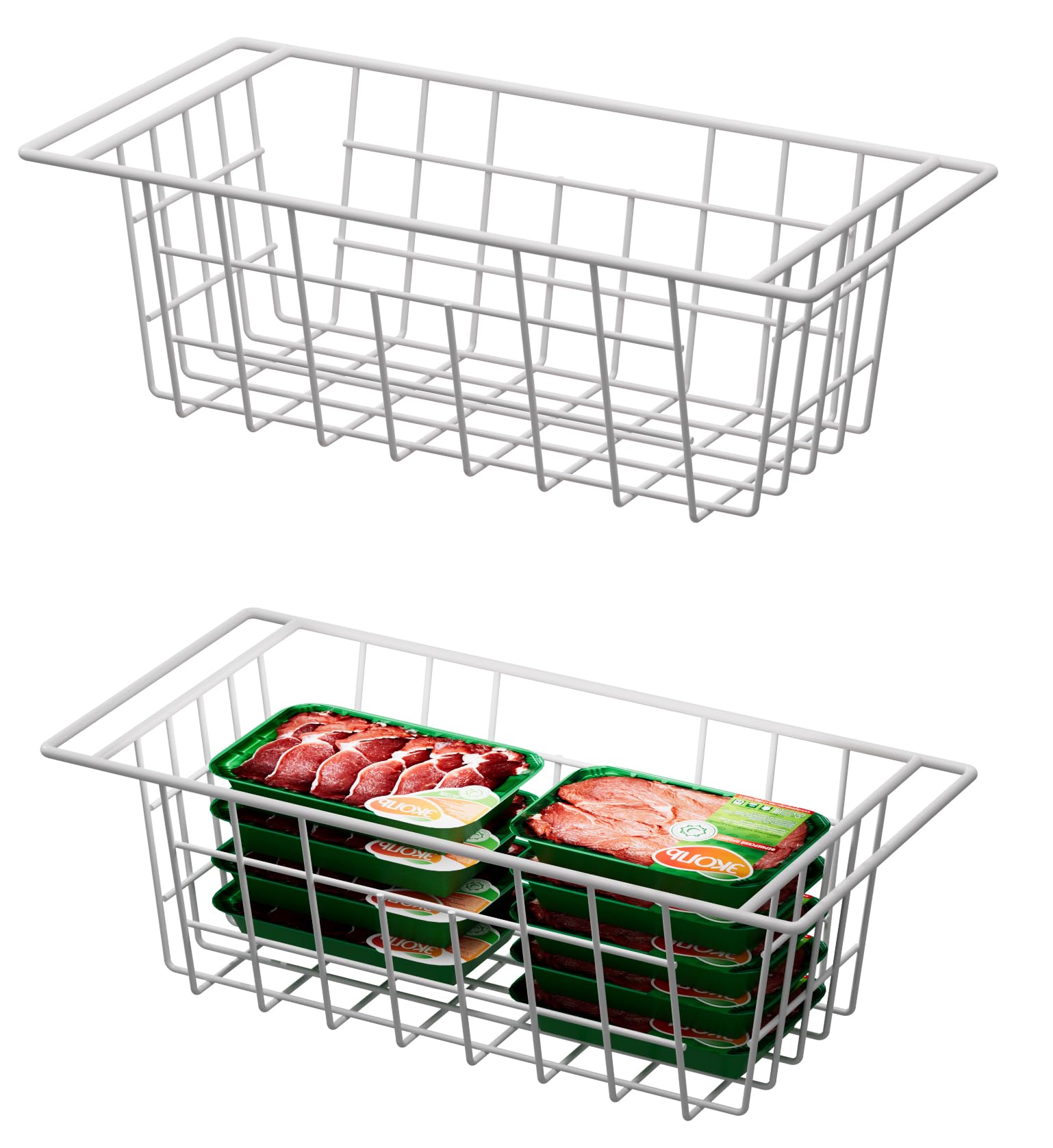 SANNO Chest Freezer Baskets Organizer, Deep Freezer Baskets Bin Sturdy Metal Wire freezer storage Organizer for Home Kitchen,16.